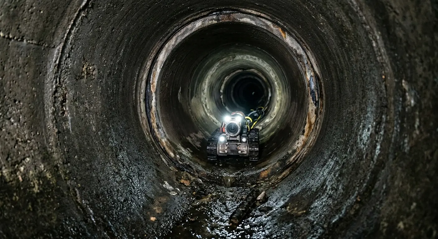 Robotic sewer camera inspecting pipe interior for Drain Snake Service in Holly Springs